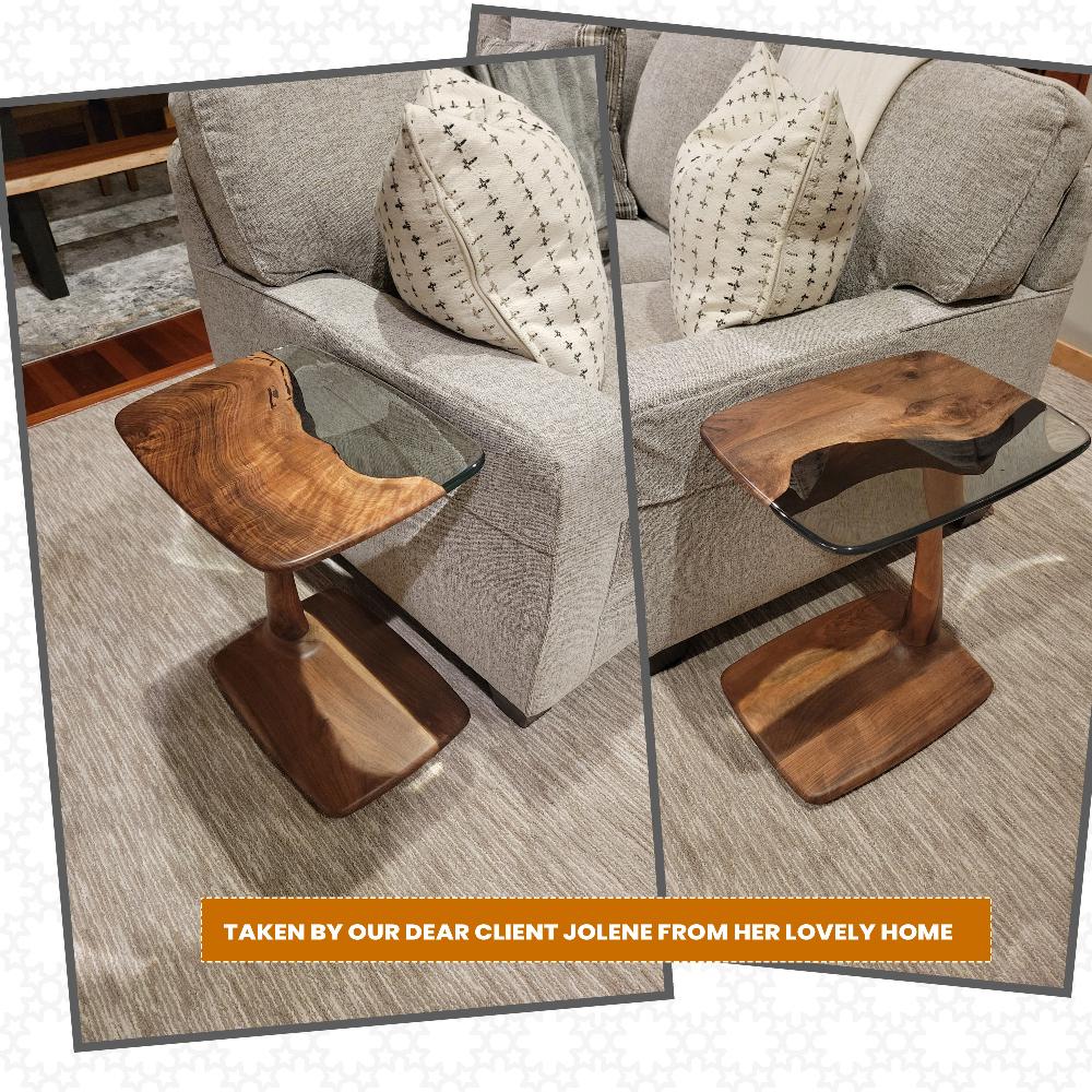 C-Shaped Luxury Resin End / Side Table - Unique Gift Idea